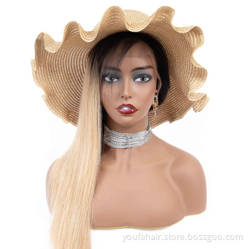Original Ombre Color Brazilian Straight Human Hair Lace Closure Wig 4*4, 100% Unprocessed 1B 27 Virgin Cuticle Aligned Hair Wig